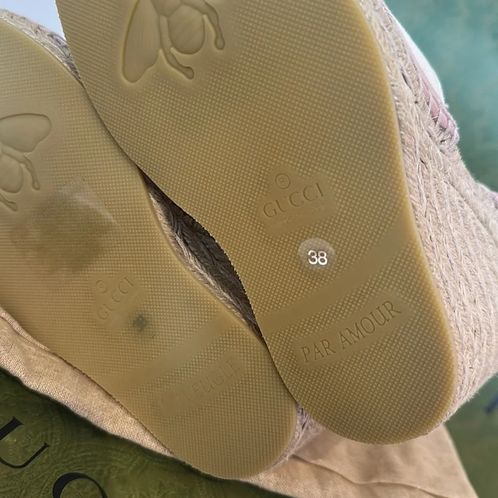 Gucci GG Logo Canvas Wedge Espadrilles